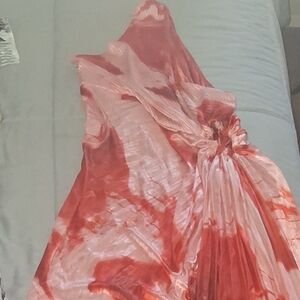 Vibrant Orange and Cream Tie-Dye Maxi Dress